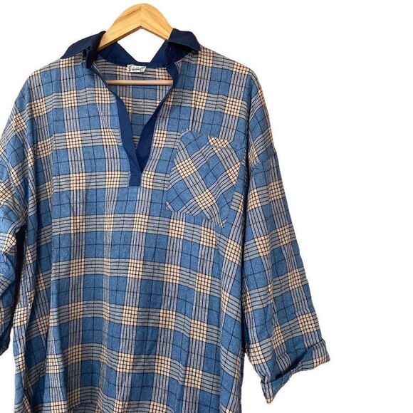 Free people Sunday morning sleep shirt sapphire blue plaid small new - Picture 10 of 12